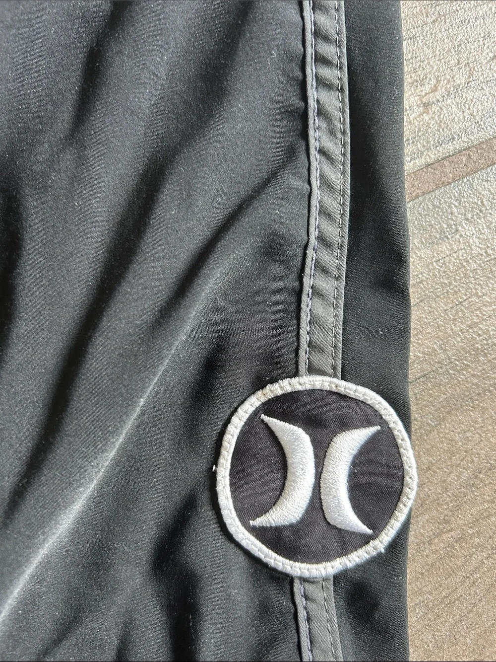 Hurley Black Swim Board Shorts with Gray Stripe Accents